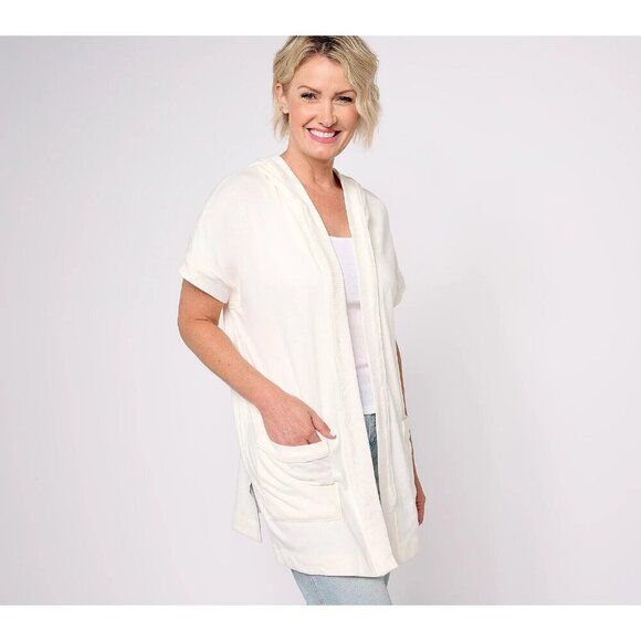 Koolaburra by UGG Cloud Jersey Short Sleeve Cardigan Egret,Medium - Picture 1 of 1